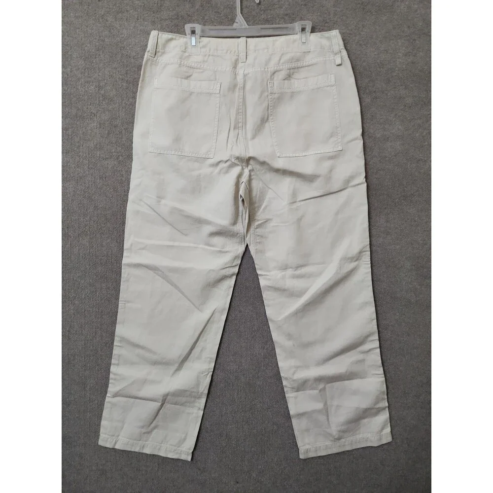 Banana Republic Dockside Pants Mens 35 Cliff Beige Linen Blend Beach Vacation